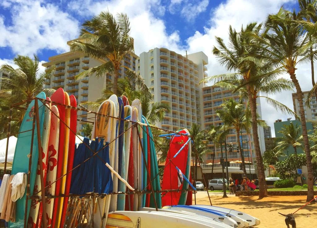 Hawaii beach surfing
