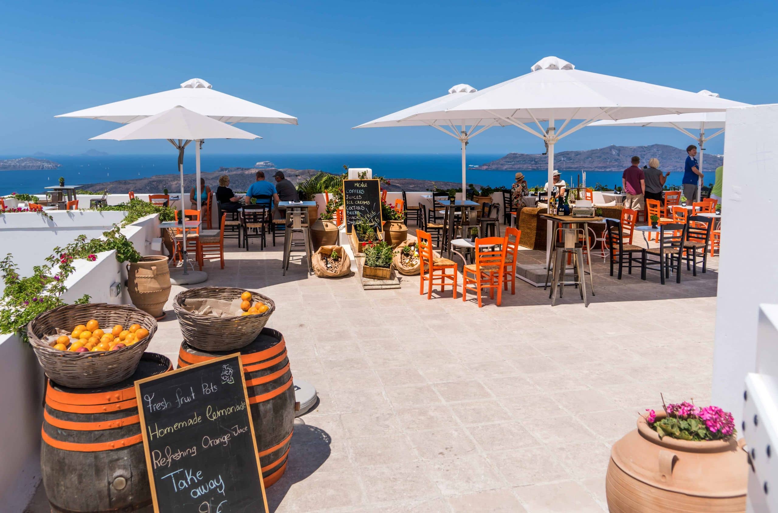 popular destinations in greece - santorini cafe
