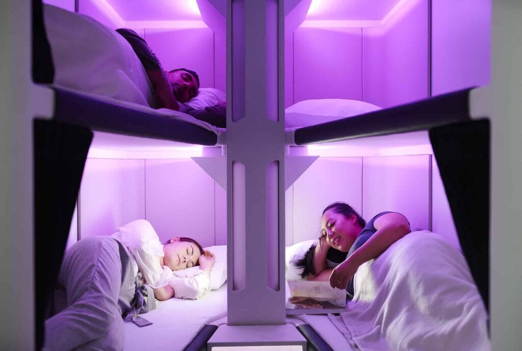 AirNZ Skynest Bunk beds aka sleep pods for economy class passengers