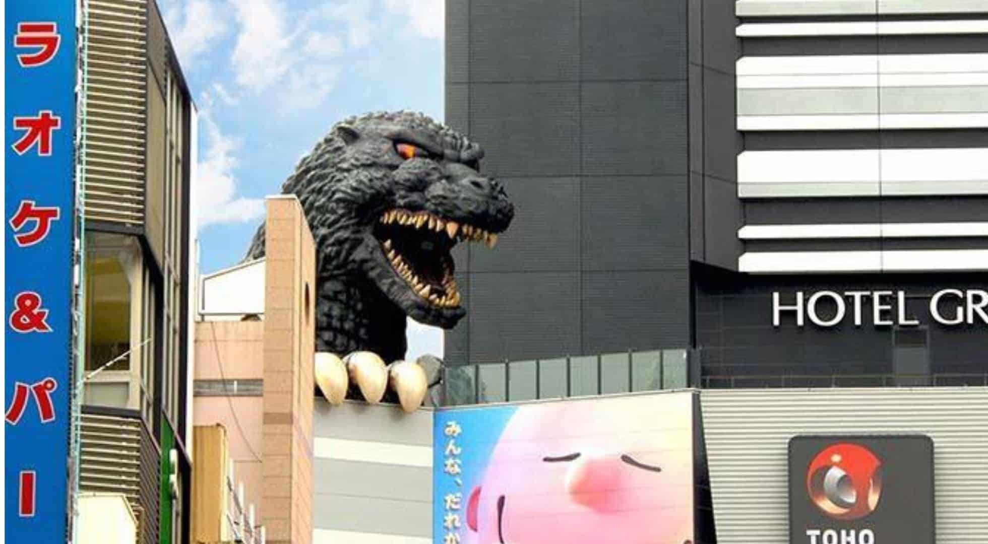 Godzilla comes alive in Tokyo at night