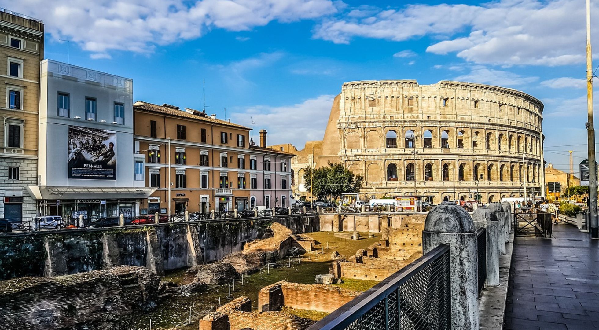 City view of the Colloseum in Rome, Italy.