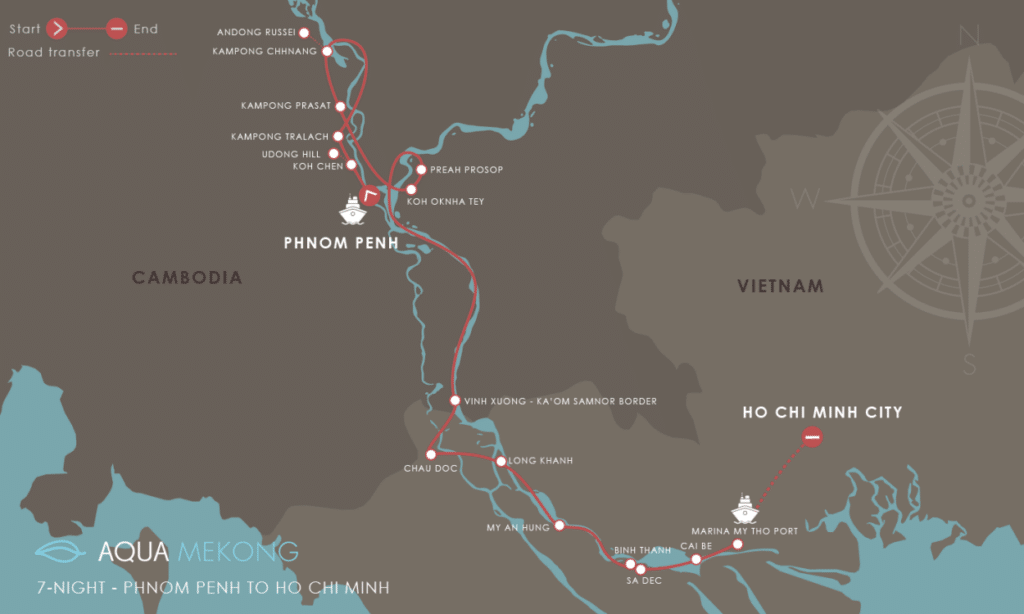 Aqua Mekong 7N Expedition Cruise Map