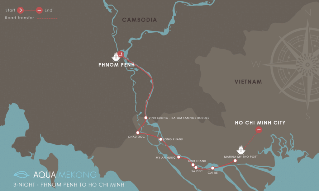 Aqua Mekong - 4D3N Aqua Mekong Discovery Cruise Map