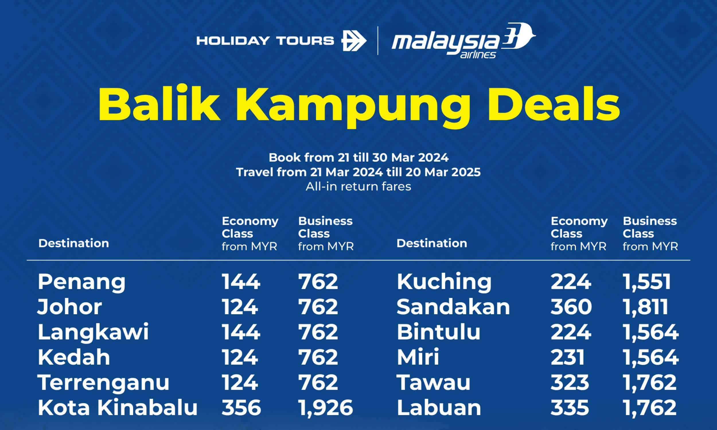 Malaysia Airlines Balik Kampung Deals